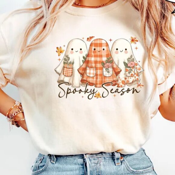 Spooky Season Ghost Shirt, Floral Ghost Shirt, Halloween Ghost Shirt - Picture 1 of 4